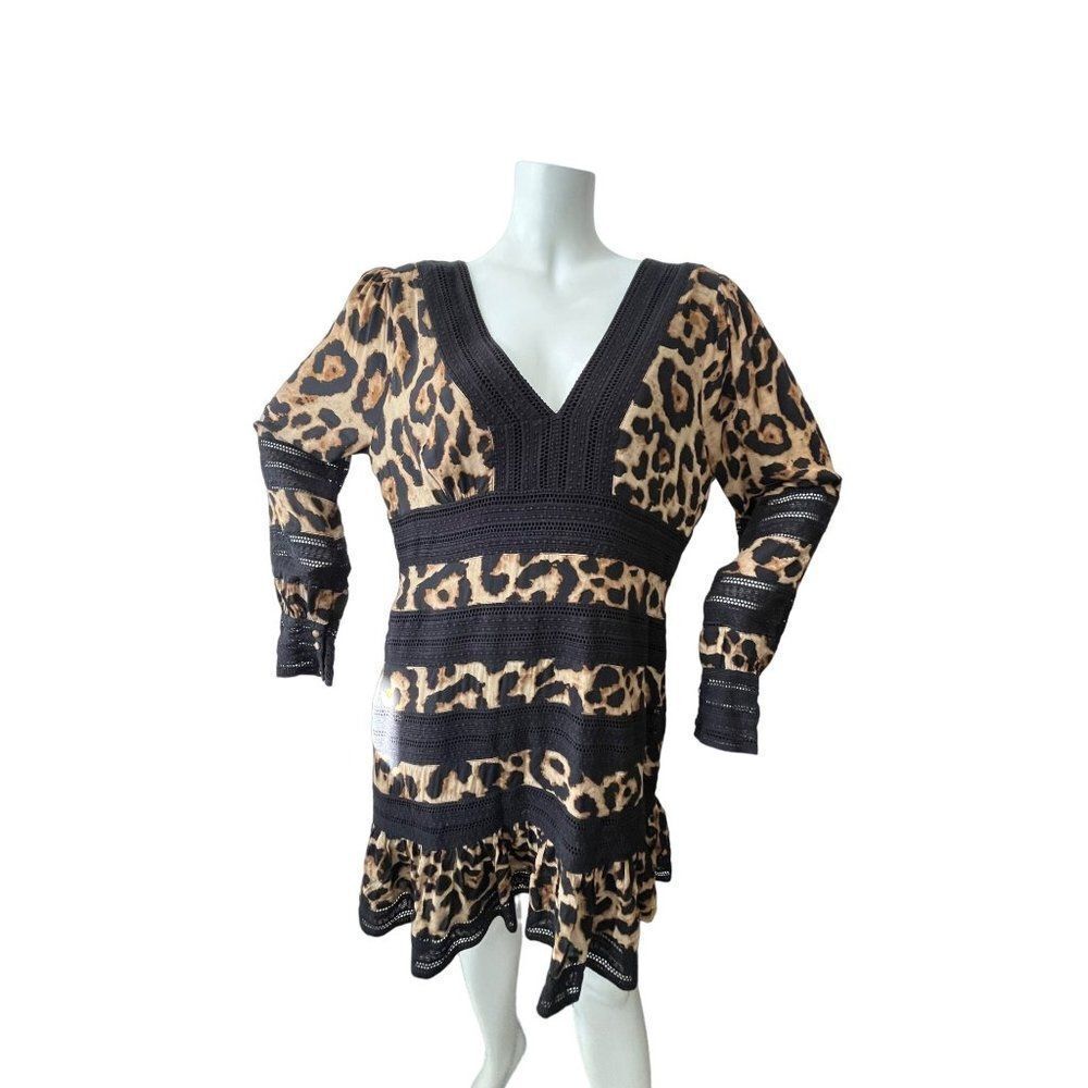 Anthropologie Leopard Print Dress L Statement Mob Wife Sophisticated Urban Party
